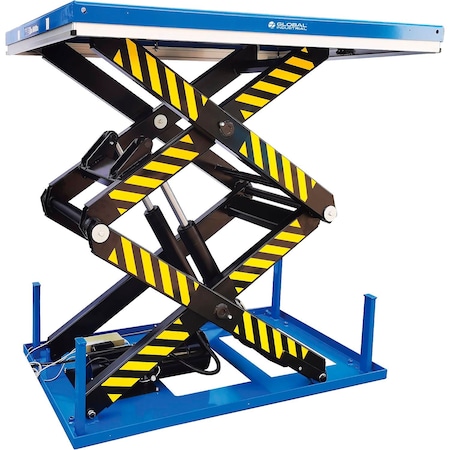 Global Industrial Power Double Scissor Lift Table, 67in x 47in, 8800 Lb. Cap, 80in Raised Height 293229